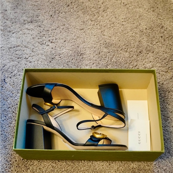 GUCCI Marmont Leather GG Block-Heel Sandals- FINAL SALE - Picture 1 of 7